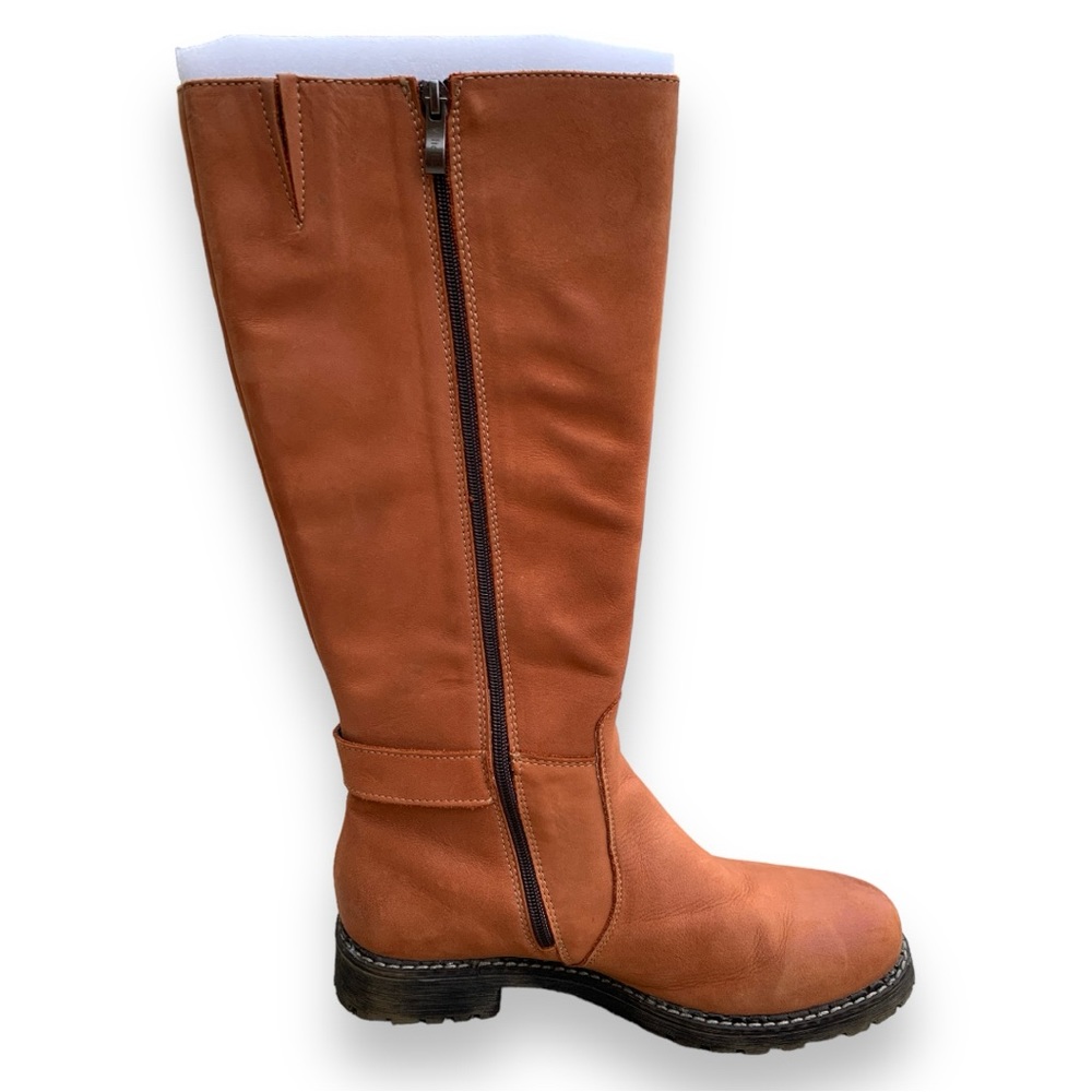 V Italia European Leather Tan Tall Knee High Fall Winter Cargo Combat Boots - Picture 9 of 13